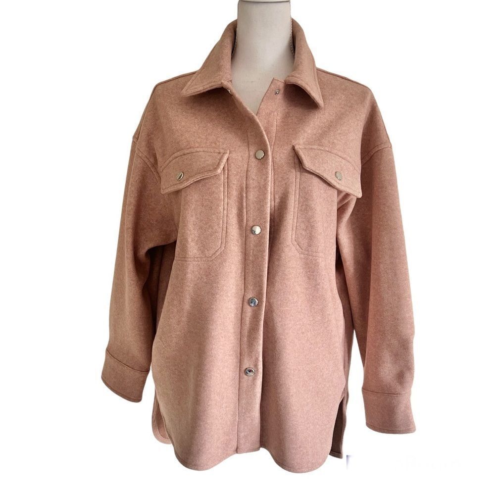 Zara Soft Over Shirt Shacket Pink Medium